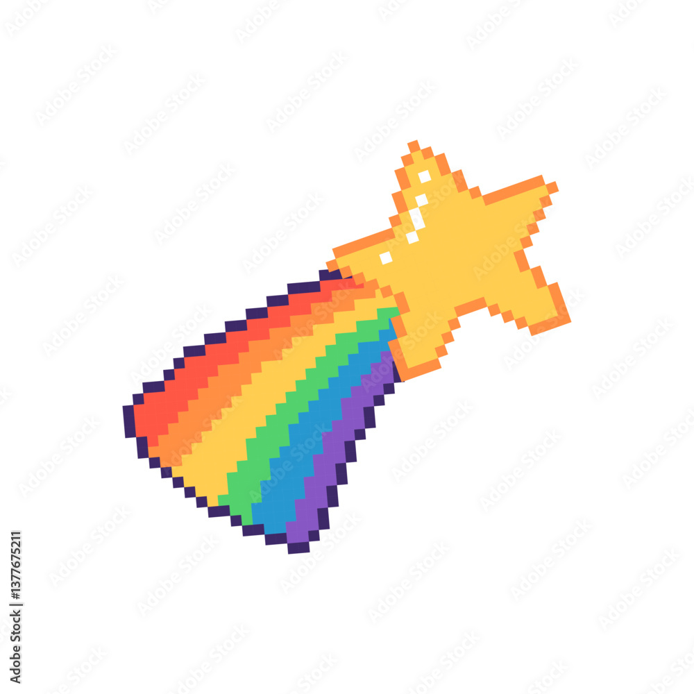 Fototapeta premium Shooting star with a rainbow trail. Hand drawn vector illustration.