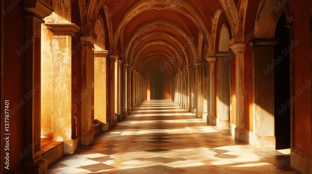 Fototapeta premium Sunlit Colonnade: An Architectural Masterpiece