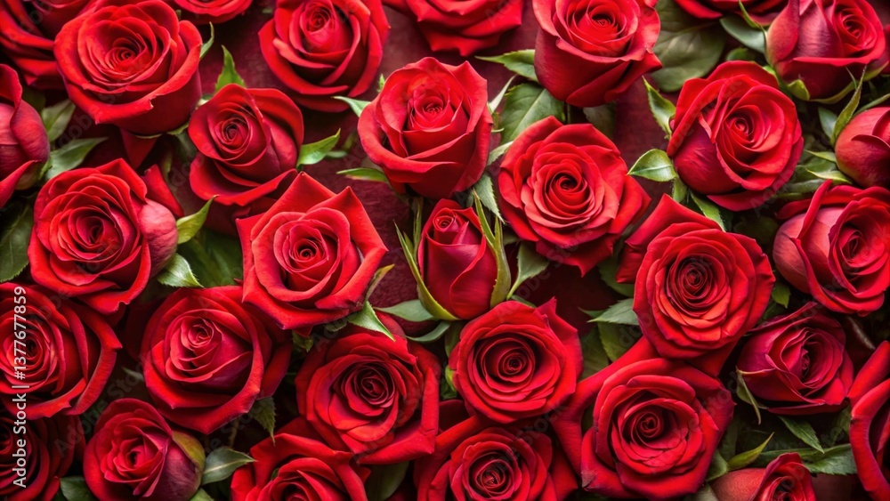 Fototapeta premium Romantic Red Rose Bouquet: Elegant and Timeless Beauty
