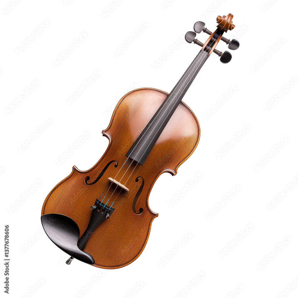 Fototapeta premium Violin with intricate design on a black background. transparent background.