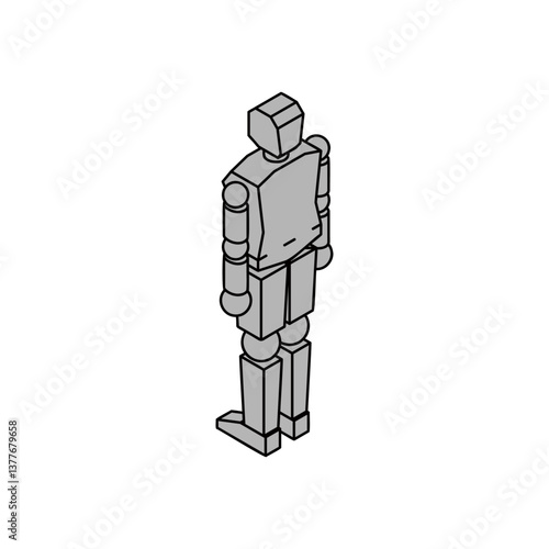 人型ロボットの後ろ姿のアイソメ素材_2