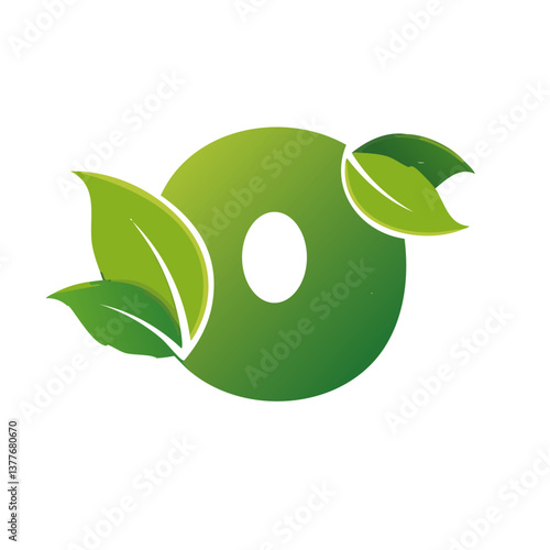 green Letter vector O with leaves eco icon logo design