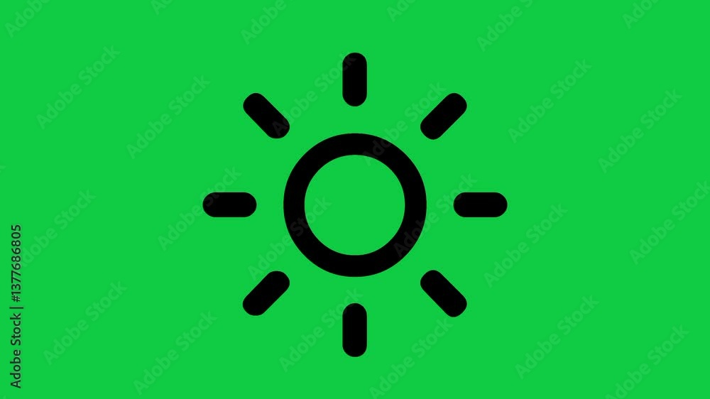 Brightness Icon Animation | 4K Sun Symbol Motion Graphic on Green Screen Brightness Icon Animation | 4K Sun Symbol Motion Graphic on Green Screen