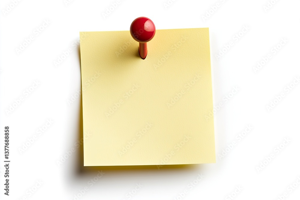 Yellow Sticky Note with Red Pushpin Yellow Sticky Note with Red Pushpin