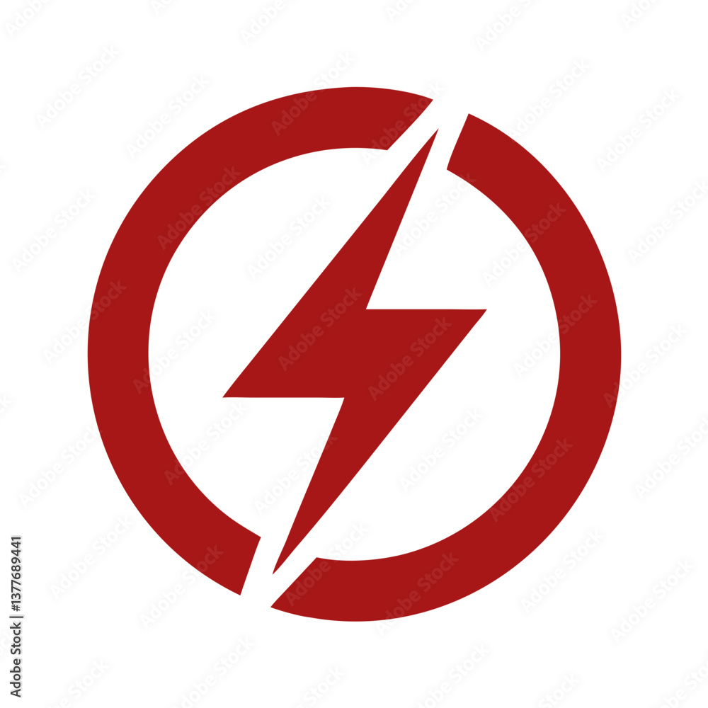 Vector Icon of Lightning Bolt in Circle Vector Icon of Lightning Bolt in Circle