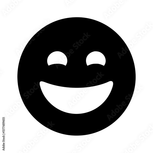 
Smiling Face Happy Emoji Vector Icon Silhouette

