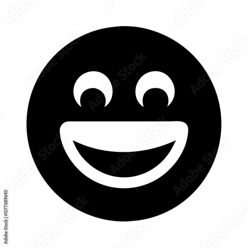 Grinning Face Happy Emoji Vector Icon Silhouette