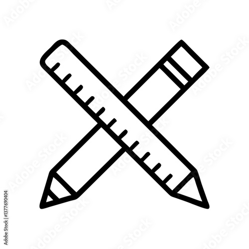  Vector Icon of Pencil and Ruler Crossed