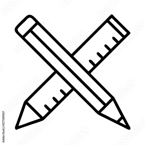  Vector Icon of Pencil and Ruler Crossed