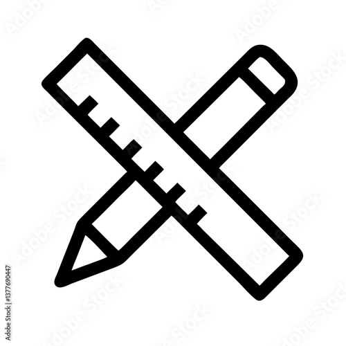  Vector Icon of Pencil and Ruler Crossed