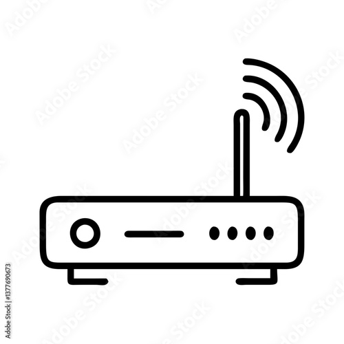 WiFi Router Icon Vector. Wireless Internet Signal Outline Illustration