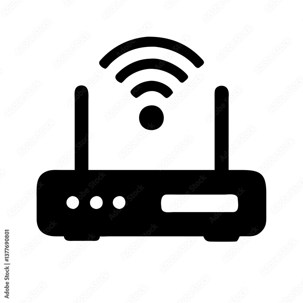 WiFi Router Icon Vector. Wireless Internet Signal Silhouette Illustration WiFi Router Icon Vector. Wireless Internet Signal Silhouette Illustration