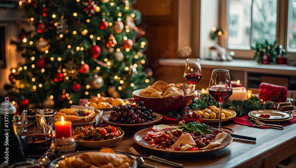 Fototapeta premium Festive Christmas dinner table