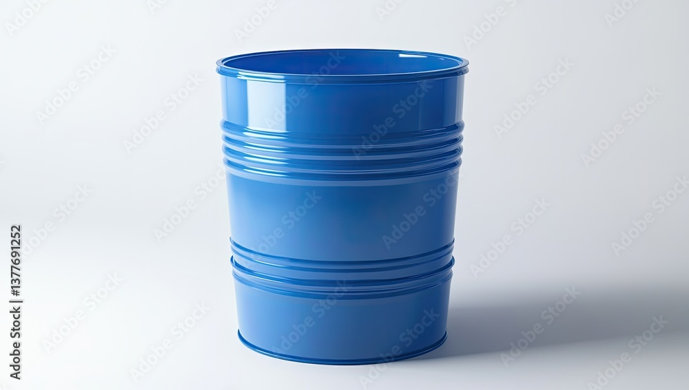 Blue metal barrel against a white background Blue metal barrel against a white background