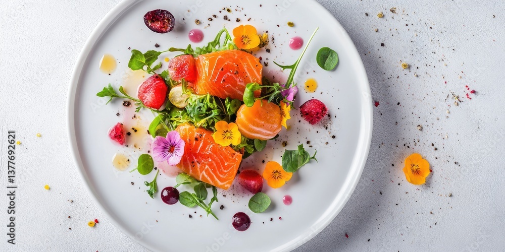 Vibrant Salmon & Fruit Salad Delight Vibrant Salmon & Fruit Salad Delight