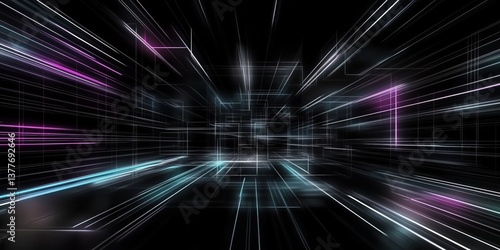 Dynamic Neon Lights Pulsating Through a Virtual Space with Futuristic Vibes