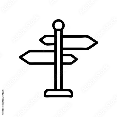 Direction Signpost Icon Vector Road Sign Navigation Outline Symbol