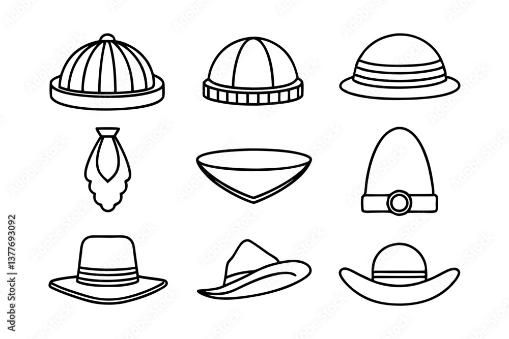 Fototapeta premium Cowboy Hat Icon Set