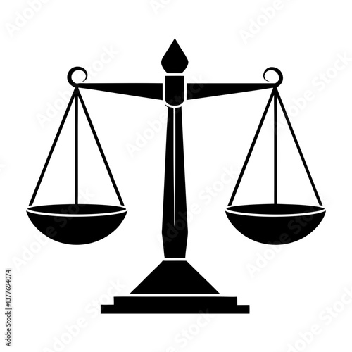 Scales of Justice Icon Vector Illustration. Balance Law Symbol Silhouette