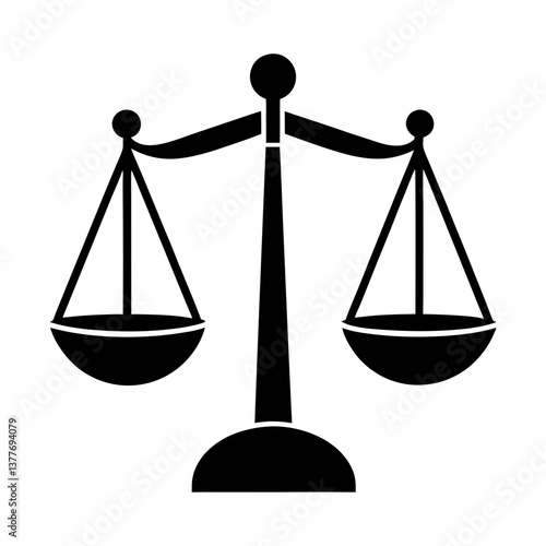 Scales of Justice Icon Vector Illustration. Balance Law Symbol Silhouette