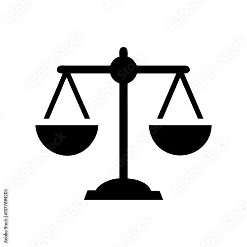 Scales of Justice Icon Vector Illustration. Balance Law Symbol Silhouette