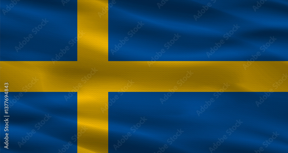 Swedish flag with fabric texture. Realistic flag of Sweden waving Swedish flag with fabric texture. Realistic flag of Sweden waving