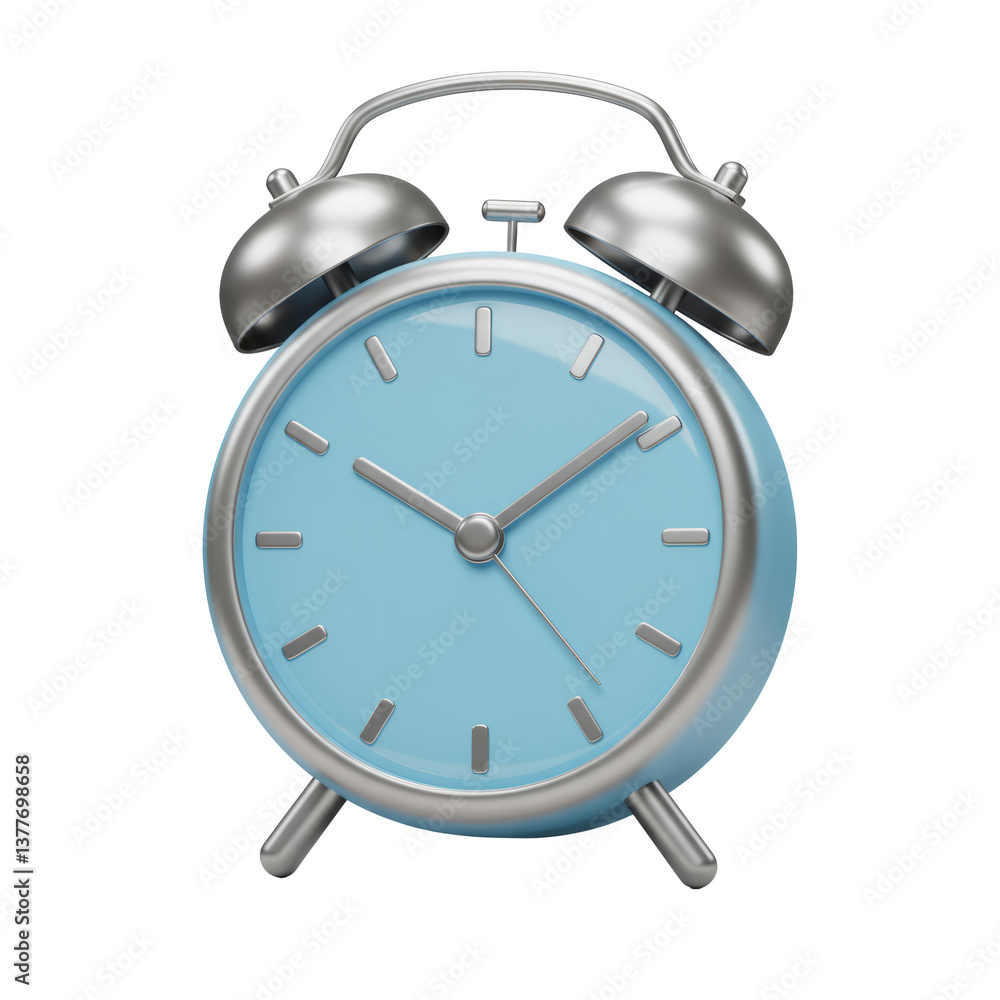 3D Render of a Light Blue and Silver Alarm Clock 3D Render of a Light Blue and Silver Alarm Clock