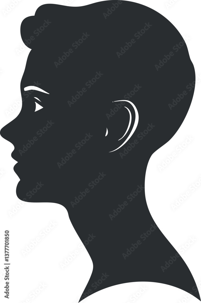 Silhouette of a male head in profile view, showcasing a minimalist and stylized design. Silhouette of a male head in profile view, showcasing a minimalist and stylized design.