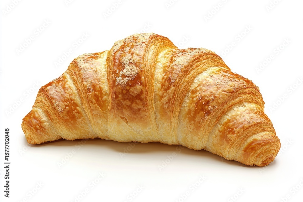 Golden croissant on white background Golden croissant on white background