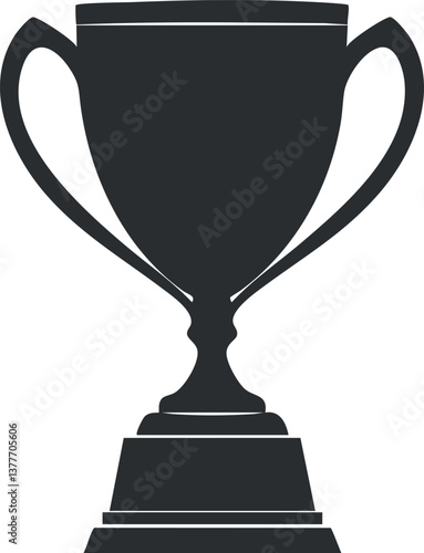 Black and white silhouette of a trophy symbolizing victory and achievement in competitions.