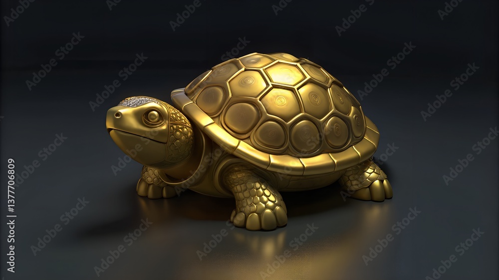 Fototapeta premium A turtle and a tortoise on black and green backgrounds, showcasing their shells and natural beauty, captured in closeup, highlighting their slow movement and wildlife characteristics