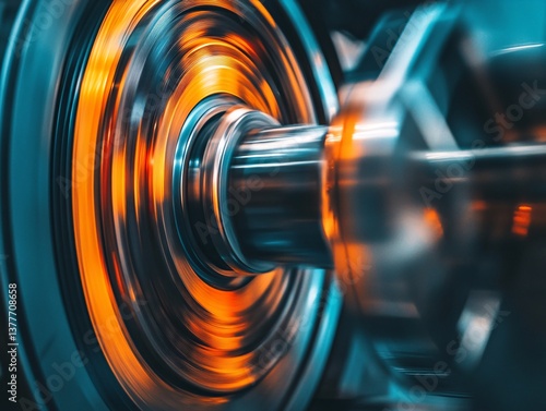 Dynamic flywheel motion industrial setting close-up photography high-speed action mechanical engineering concept