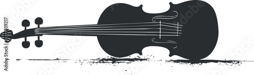 Black and white silhouette illustration of a violin, emphasizing its elegant and classic design.