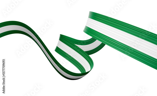 Tableau sur toile 3d Flag Of Nigeria 3d Wavy Shiny Nigeria Ribbon Flag 3d Illustration