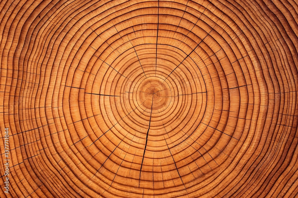 Fototapeta premium A mesmerizing cross-section of a tree trunk, revealing the secrets of its life story in concentric rings of warm, rich wood.