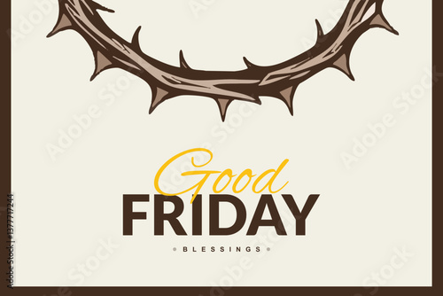 Good friday wishing and greeting social media post and banner with crown, design vector file