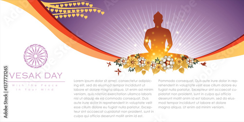 Abstract of Vesak Day. The Birthday, Enlightenment and Death of Lord Buddha that's one sign of Buddism. Buddhists called The Meditation Day or Jayanti Day. Background and banner concept.