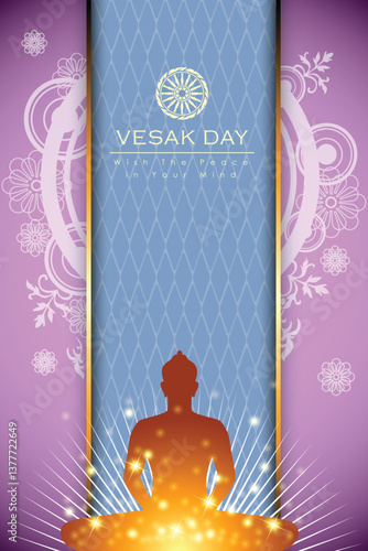 Abstract of Vesak Day. The Birthday, Enlightenment and Death of Lord Buddha that's one sign of Buddism. Buddhists called The Meditation Day or Jayanti Day. Background and banner concept.