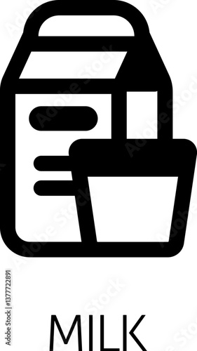 A milk dairy lactose carton and glass food allergy icon concept. Possibly an icon for the allergen or allergy.