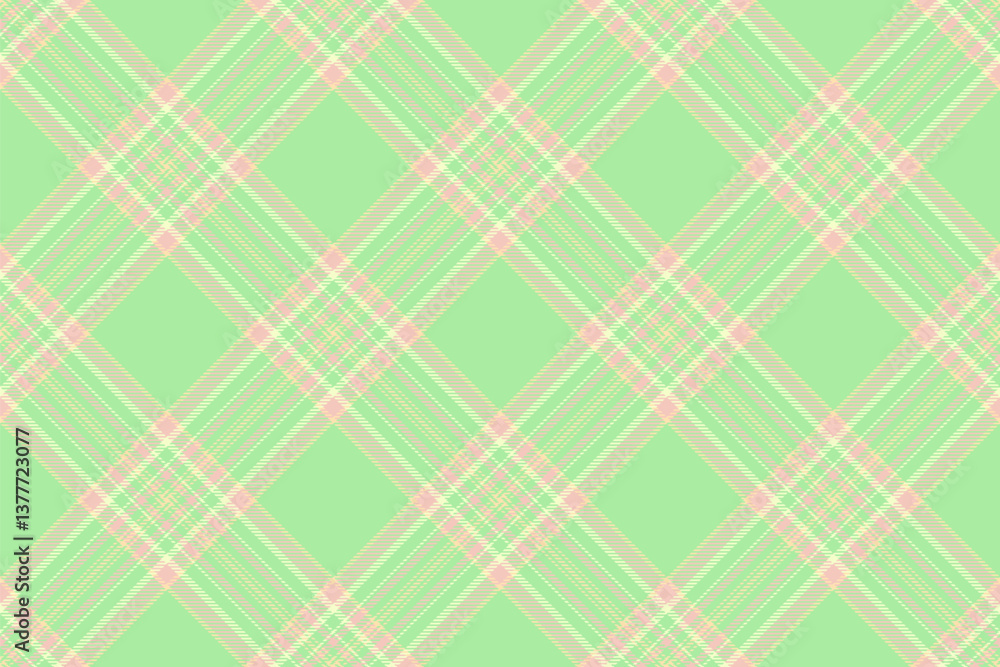 Fototapeta premium Delightful pastel green and beige diagonal plaid pattern. Perfect for spring or summer designs, textiles, websites, and packaging.