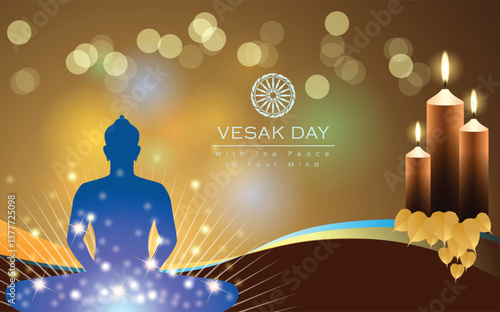 Abstract of Vesak Day. The Birthday, Enlightenment and Death of Lord Buddha that's one sign of Buddism. Buddhists called The Meditation Day or Jayanti Day. Background and banner concept.