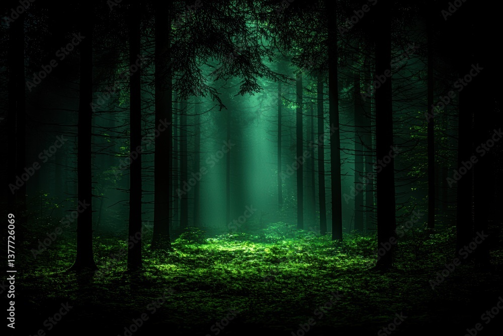 A serene forest scene illuminated by moonlight, showcasing tall trees and a lush green undergrowth, creating a mystical atmosphere. A serene forest scene illuminated by moonlight, showcasing tall trees and a lush green undergrowth, creating a mystical atmosphere.