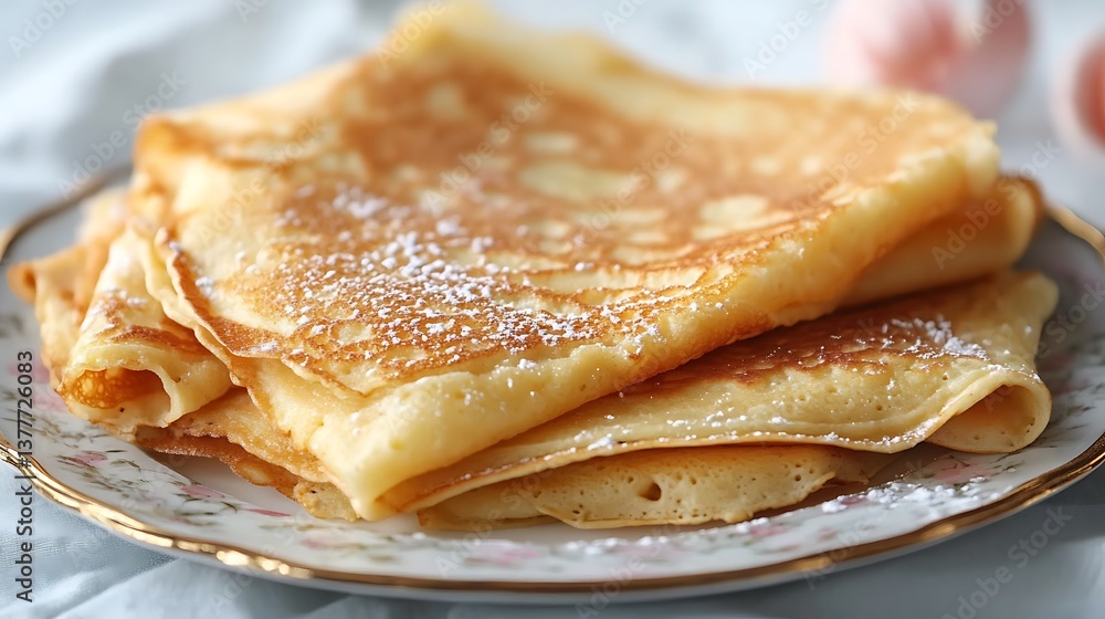Clos up of pancakes with laid out on a plate and served Clos up of pancakes with laid out on a plate and served