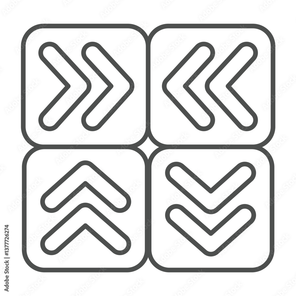 Signboard with route direction arrows thin line icon, making road concept. Vector graphics. Traffic shift road signal lamps sign on white background, outline style icon for mobile or web design. Signboard with route direction arrows thin line icon, making road concept. Vector graphics. Traffic shift road signal lamps sign on white background, outline style icon for mobile or web design.