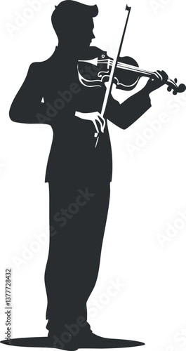Silhouette of a violinist playing, showcasing elegance and musical performance artistry.