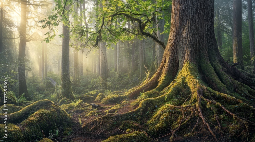 Fototapeta premium Breathtaking Nature's Resilience in a Lush Forest Setting