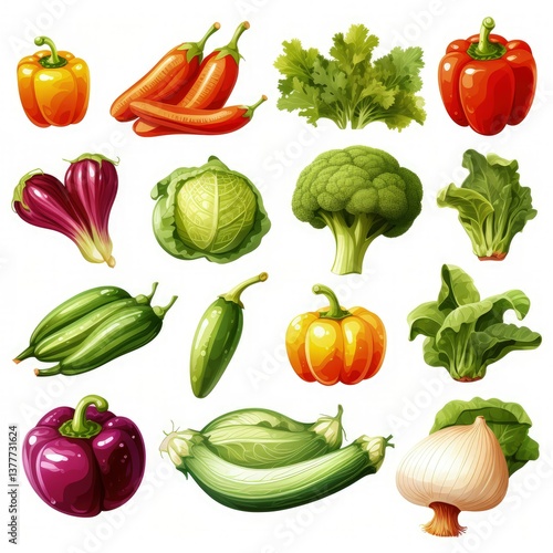 Bold Graphic Print of Mid-Century Modern Vegetables