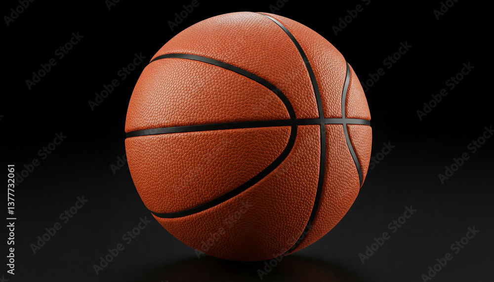Fototapeta premium Basketball on black background with orange ball isolated for sports and competition.
