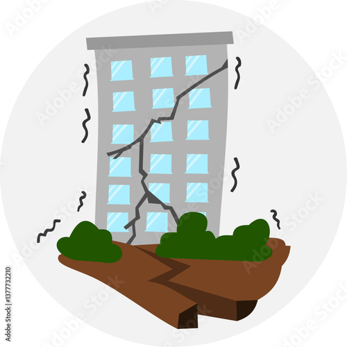 Illustration of an earthquake in a house on white background