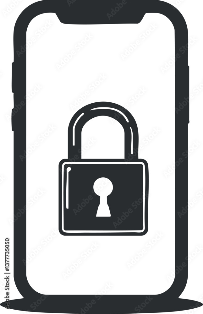 Illustration of a smartphone with a lock symbol indicating security and privacy protection. Illustration of a smartphone with a lock symbol indicating security and privacy protection.